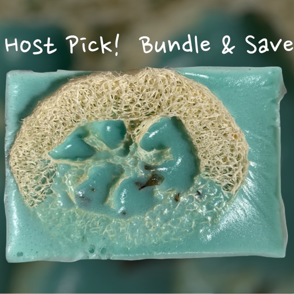 Hand Crafted Loofah Shea Butter Soap - JuJuBee Vanilla Scent (Teal Rectangle)